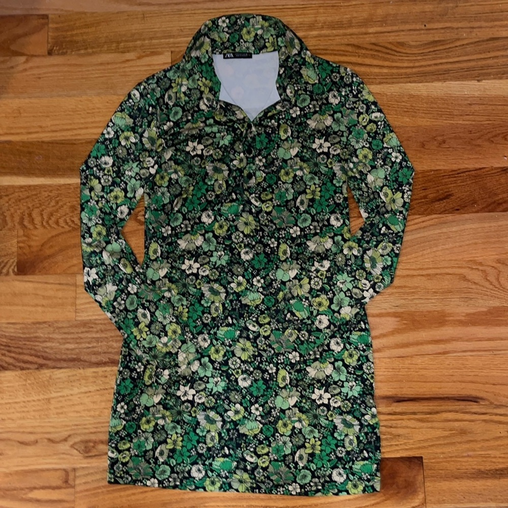 Zara Patterned Long Sleeve Dress